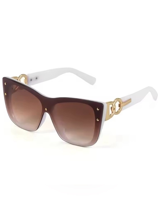 Macy's Accessories - Macy's White Frame Brown Gradient Lens Sunglasses with Gold Accents